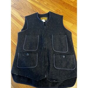 Vintage Woolrich Men's Black Wool Blend Vest Utility 4 Pockets USA made Sz 36
